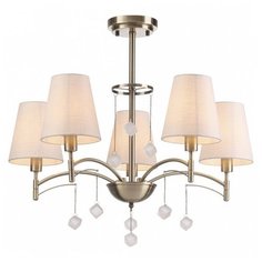 Люстра на штанге Lumion, 5х40W, латунь, размеры (мм)-660x590, плафон - белый, неокрашенный