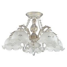 Люстра на штанге Lumion, 5х60W, золото, размеры (мм)-560x290, плафон - белый с неокрашенным рисунком, неокрашенный