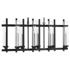 Подвесная люстра Eglo ПРОМО, 8х40W, черный, размеры (мм)-950x250x825, плафон - неокрашенный