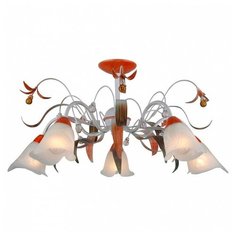 Люстра на штанге Escada, 5х60W, оранжевый, размеры (мм)-745x335, плафон - белый алебастр, оранжевый