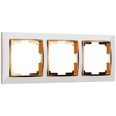 Рамка из пластика на 3 поста Snabb белый/золото Werkel W0031933/ Рамка на 3 поста Snabb (белый/золото)
