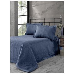 Покрывало жаккард с наволочками "KARNA" стеганое AFRODIT 260x260, (50x70)*2шт; Синий ; Размер: Суперевро