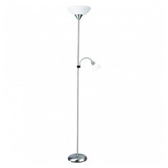 Торшер с подсветкой Arte Lamp, 2х60W, серебро, размеры (мм)-280x1760, плафон - белый
