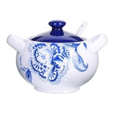 Сахарница с крышкой и ложкой "Гжель", 375 мл Lorain