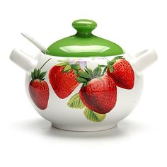 Сахарница с крышкой и ложкой "Клубника", 375 мл Lorain