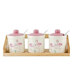 Банки для сыпучих продуктов и ложки "Фламинго", 3 штуки, 25x9x11 см ENS