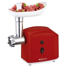 Мясорубка электрическая для дома 2021 Kelli, 2 скорости, система реверса, 1300 Вт, 3 насадки, красный