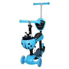 Детский самокат-беговел 21st Scooter 5 в 1 Божья Коровка, голубой