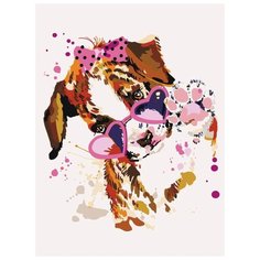 Картина по номерам "Щенок в розовых очках", 30x40 см Цветной