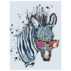 Картина по номерам "Зебра в очках", 30x40 см Цветной