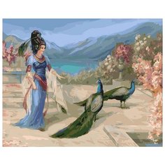 Картина по номерам "Прогулка с павлином", 40x50 см Белоснежка
