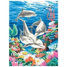 Картина по номерам "Дельфины в море", 23x30 см Dimensions