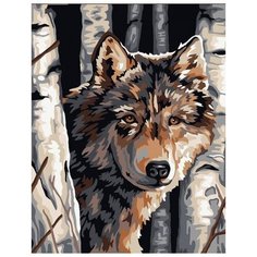 Картина по номерам "Волк среди берез", 23x30 см Dimensions