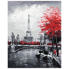 Картина по номерам "Канал на фоне Эйфелевой башни", 40x50 см Цветной