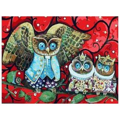 Картина по номерам "Совята на уроке", 30x40 см Белоснежка