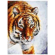 Картина по номерам Белоснежка "Тигр на снегу", 30x40 см