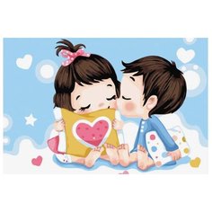 Картина по номерам Цветной (Premium) "Невинный поцелуй", 20x30 см