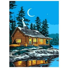 Картина по номерам Цветной "Домик у озера", 30x40 см