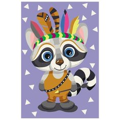 Картина по номерам Цветной (Premium) "Енотик индеец", 20x30 см