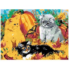 Картина по номерам Живопись по Номерам "Котята и бабочка", 30x40 см