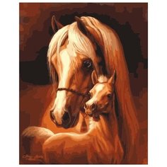Картина по номерам Цветной "Лошадь и жеребенок" Шарлин Линдског-Осорио , 30x40 см