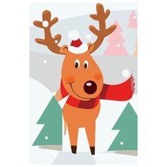 Картина по номерам Цветной (Premium) "Олень рождественский", 20x30 см