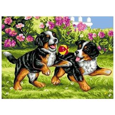 Картина по номерам Цветной "Щенки на прогулке", 30x40 см