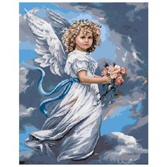 Картина по номерам Цветной "Ангел с цветами", 40x50 см