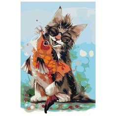 Картина по номерам Живопись по Номерам "Кот-рыболов", 40x60 см