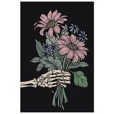 Картина по номерам Живопись по Номерам "Цветы в руке скелета", 40x60 см