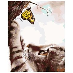 Картина по номерам Живопись по Номерам "Котёнок и бабочка", 40x50 см