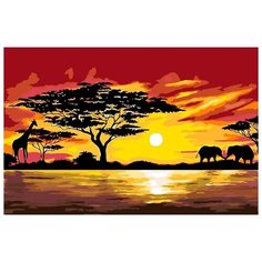 Картина по номерам Живопись по Номерам "Вечер в саванне", 40x60 см
