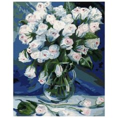 Картина по номерам Цветной "Букет белых роз", 30x40 см