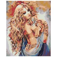 Картина по номерам Живопись по Номерам "Девушка с тигренком", 40x50 см