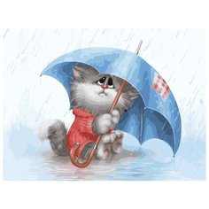 Картина по номерам Белоснежка "Кошарик под дождём", 30x40 см