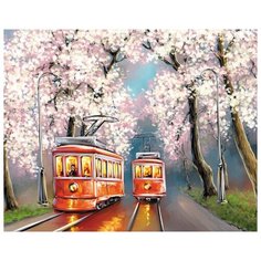 Картина по номерам Цветной (Premium) "Романтика весенних трамваев", 40x50 см