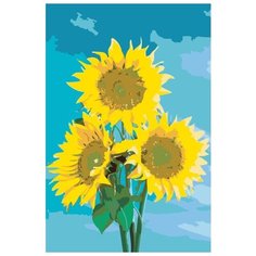 Картина по номерам Живопись по Номерам "Три подсолнуха", 40x60 см