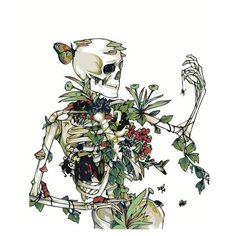 Картина по номерам Живопись по Номерам "Скелет с цветами", 40x50 см