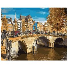 Картина по номерам Цветной (Premium) "Канал в Амстердаме", 40x50 см