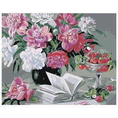 Картина по номерам Живопись по Номерам "Натюрморт с цветами и книгой", 40x50 см