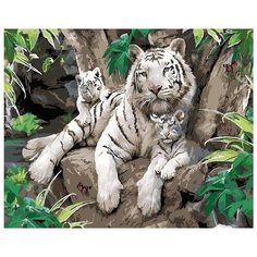 Картина по номерам Цветной (Premium) "Белые тигры 2", 40x50 см