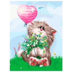 Картина по номерам Белоснежка "Кот с букетом 2", 30x40 см