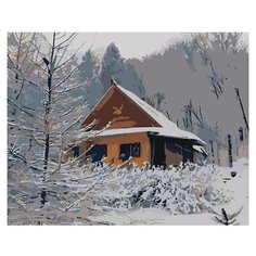 Картина по номерам Живопись по Номерам "Домик в заснеженном лесу", 40x50 см