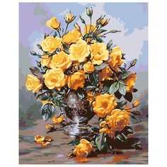 Картина по номерам Живопись по Номерам "Жёлтые розы в вазе", 40x50 см