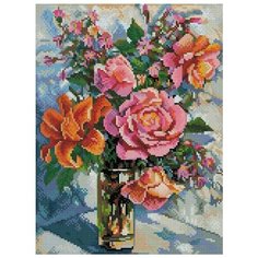 Алмазная вышивка Белоснежка "Натюрморт с розами", 40x30