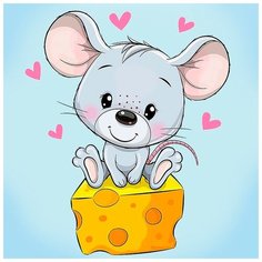 Алмазная мозаика "Мышонок на сыре", 20x20 см Гранни