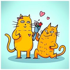 Алмазная мозаика "Кошачья романтика", 20x20 см Гранни