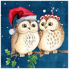 Алмазная мозаика "Совушки на свидании", 40x40 см Гранни