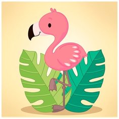 Алмазная мозаика "Маленький фламинго", 20x20 см Гранни