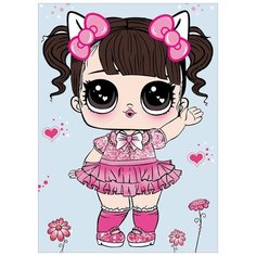 Алмазная мозаика "Малышка в розовом платьице", 17x22 см Цветной